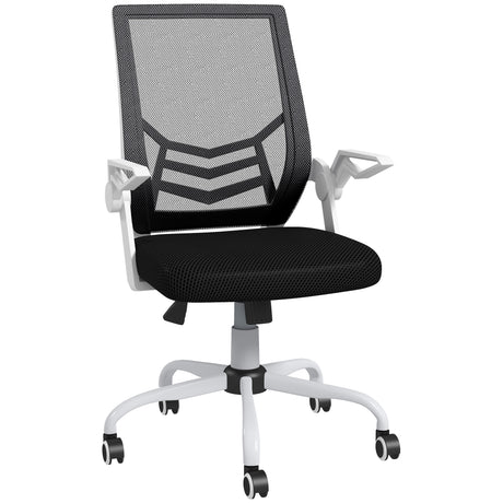 Mesh Fabric Home And Office Chair 62.5cm Wide With Flip Up Armrest - Velmora