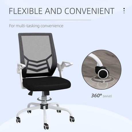 Mesh Fabric Home And Office Chair 62.5cm Wide With Flip Up Armrest - Velmora