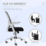 Mesh Fabric Home And Office Chair 62.5cm Wide With Flip Up Armrest - Velmora