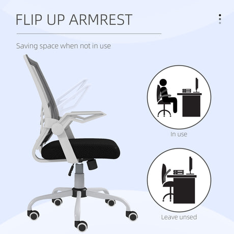 Mesh Fabric Home And Office Chair 62.5cm Wide With Flip Up Armrest - Velmora