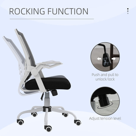 Mesh Fabric Home And Office Chair 62.5cm Wide With Flip Up Armrest - Velmora