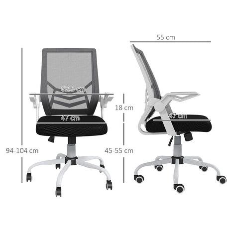 Mesh Fabric Home And Office Chair 62.5cm Wide With Flip Up Armrest - Velmora