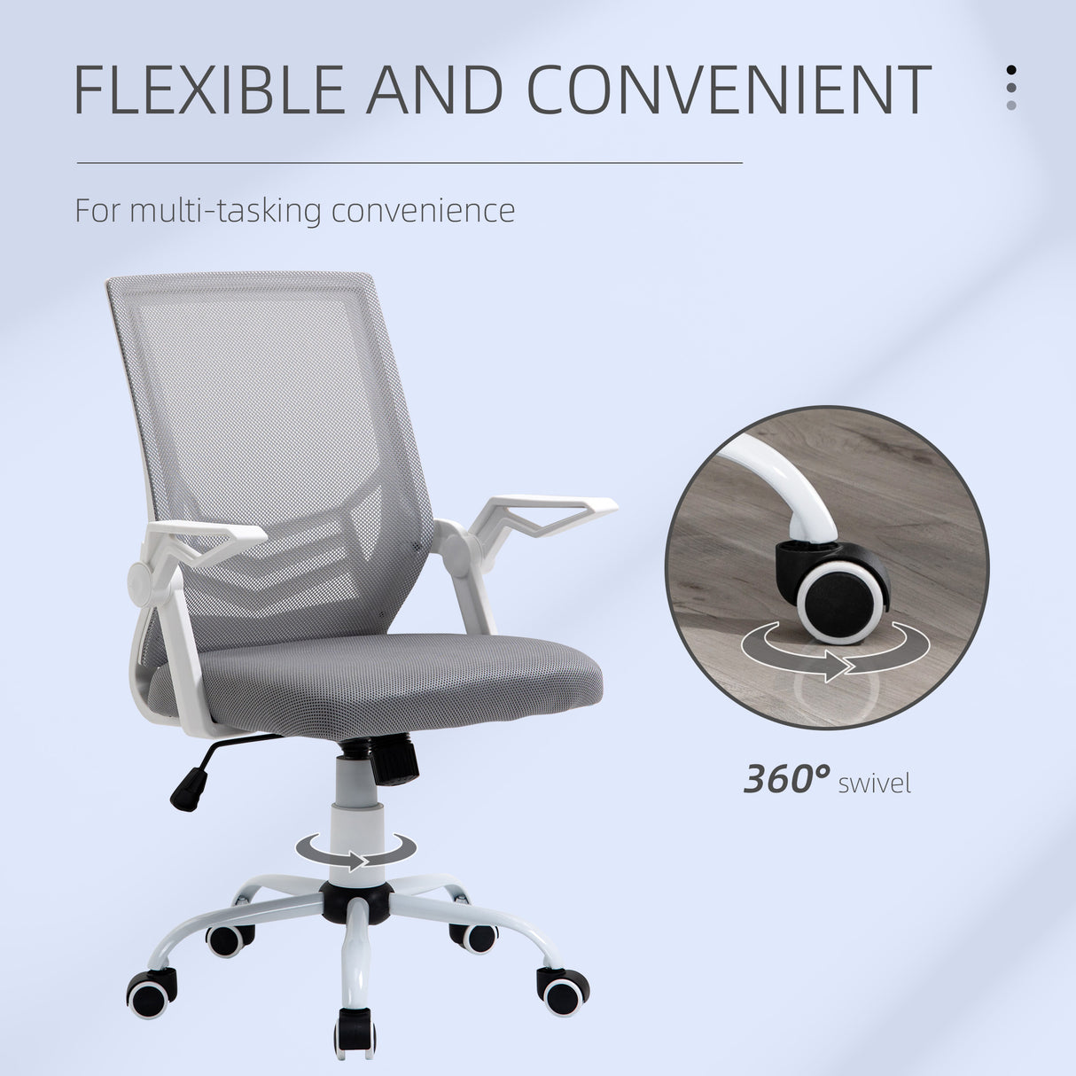 Mesh Fabric Home And Office Chair 62.5cm Wide With Flip Up Armrest - Velmora
