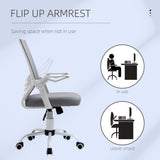 Mesh Fabric Home And Office Chair 62.5cm Wide With Flip Up Armrest - Velmora