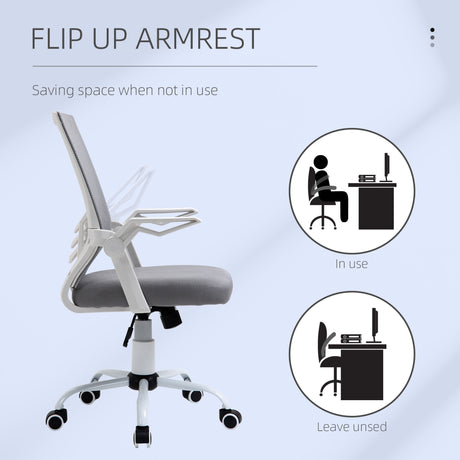 Mesh Fabric Home And Office Chair 62.5cm Wide With Flip Up Armrest - Velmora
