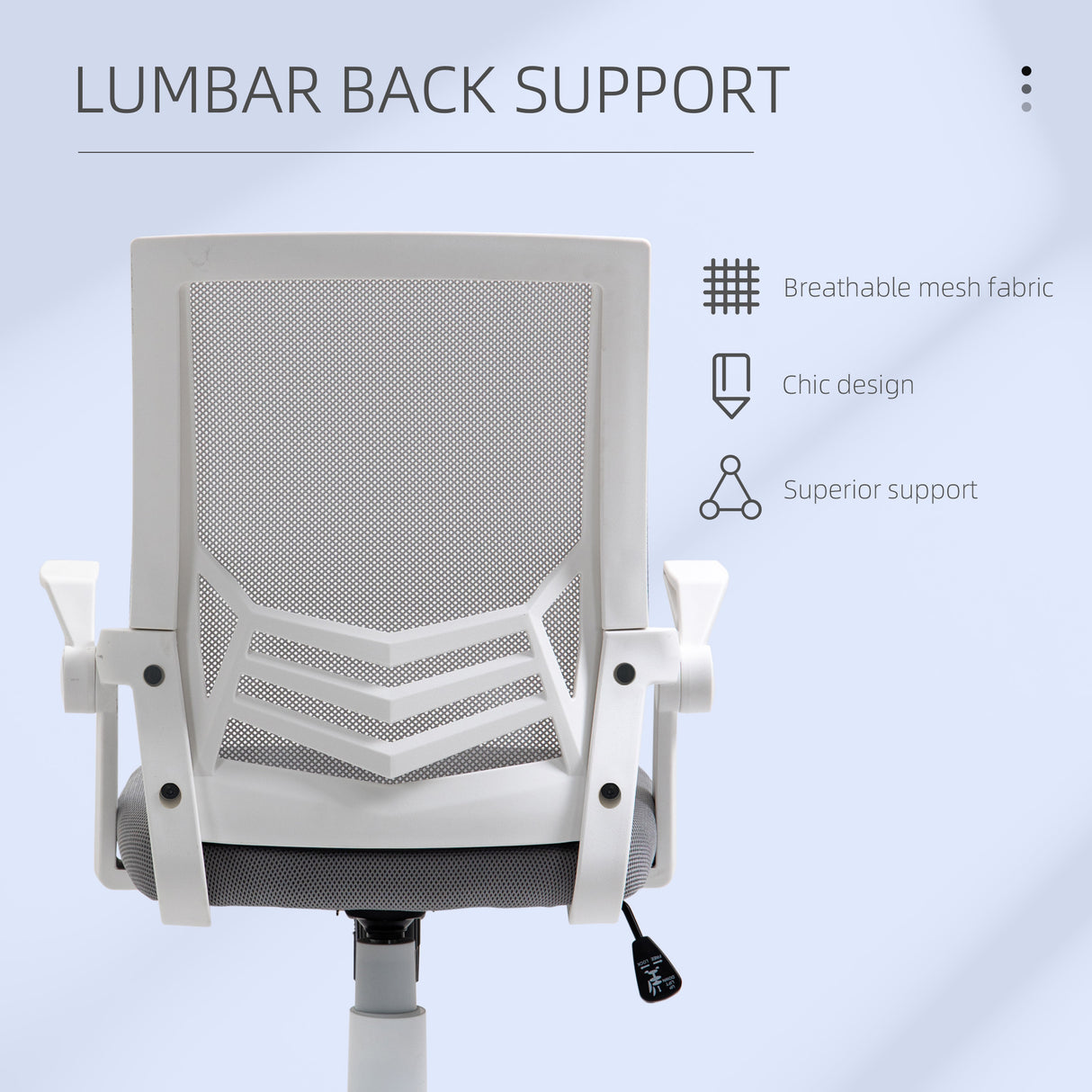 Mesh Fabric Home And Office Chair 62.5cm Wide With Flip Up Armrest - Velmora