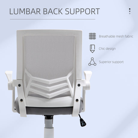Mesh Fabric Home And Office Chair 62.5cm Wide With Flip Up Armrest - Velmora