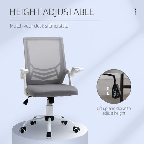 Mesh Fabric Home And Office Chair 62.5cm Wide With Flip Up Armrest - Velmora