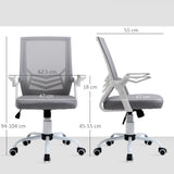 Mesh Fabric Home And Office Chair 62.5cm Wide With Flip Up Armrest - Velmora