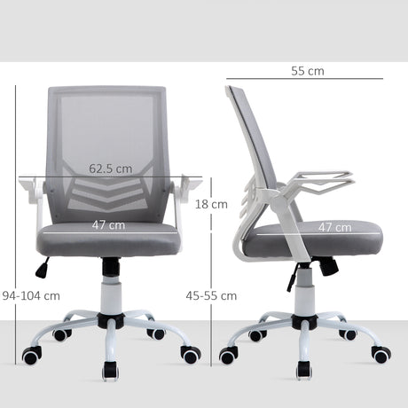 Mesh Fabric Home And Office Chair 62.5cm Wide With Flip Up Armrest - Velmora