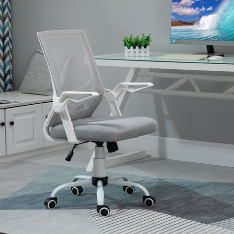 Mesh Fabric Home And Office Chair 62.5cm Wide With Flip Up Armrest - Velmora