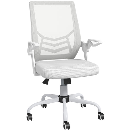 Mesh Fabric Home And Office Chair 62.5cm Wide With Flip Up Armrest - Velmora