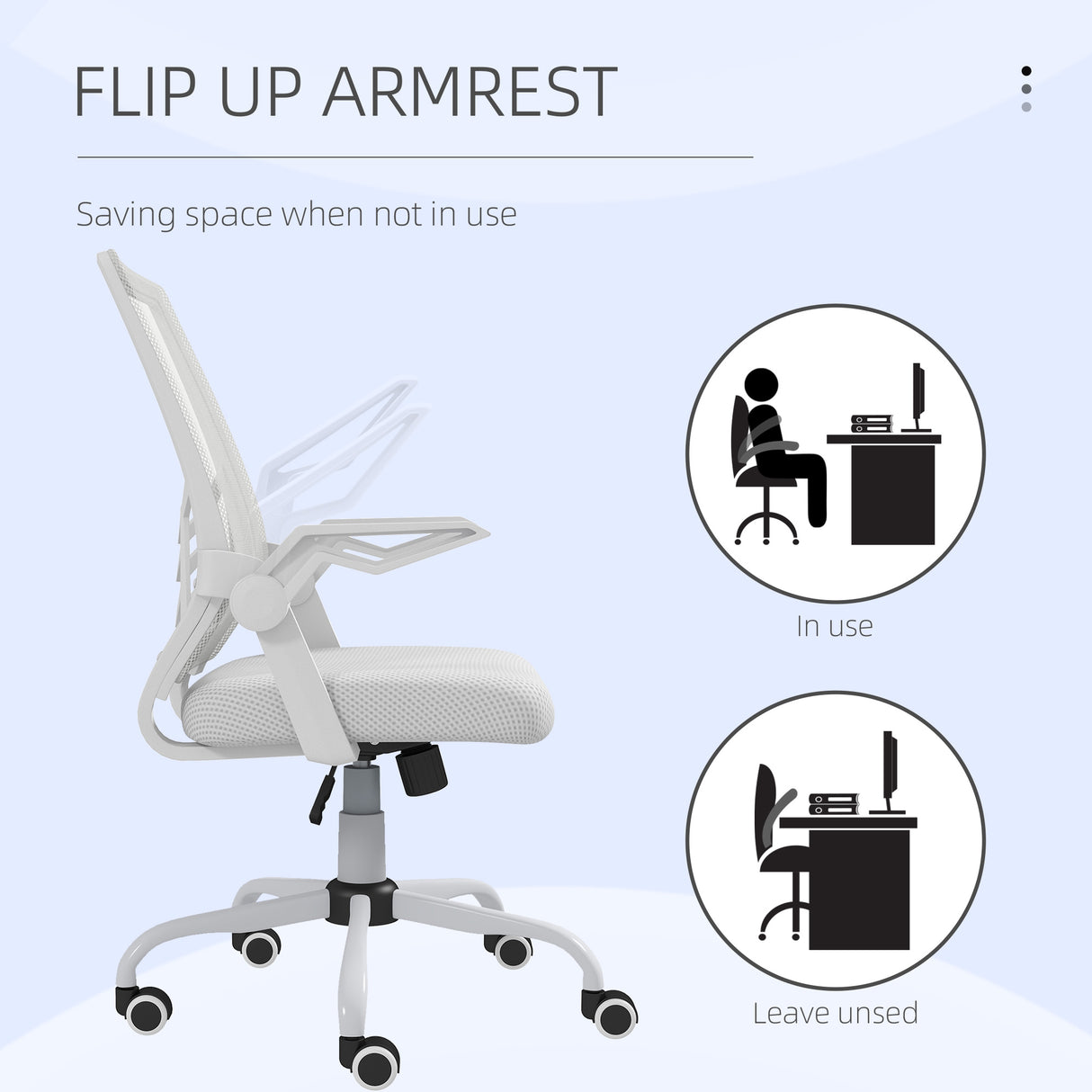 Mesh Fabric Home And Office Chair 62.5cm Wide With Flip Up Armrest - Velmora
