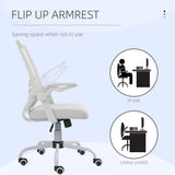 Mesh Fabric Home And Office Chair 62.5cm Wide With Flip Up Armrest - Velmora