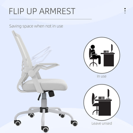Mesh Fabric Home And Office Chair 62.5cm Wide With Flip Up Armrest - Velmora