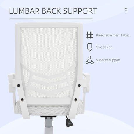 Mesh Fabric Home And Office Chair 62.5cm Wide With Flip Up Armrest - Velmora