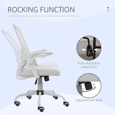 Mesh Fabric Home And Office Chair 62.5cm Wide With Flip Up Armrest - Velmora