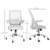 Mesh Fabric Home And Office Chair 62.5cm Wide With Flip Up Armrest - Velmora