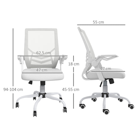 Mesh Fabric Home And Office Chair 62.5cm Wide With Flip Up Armrest - Velmora