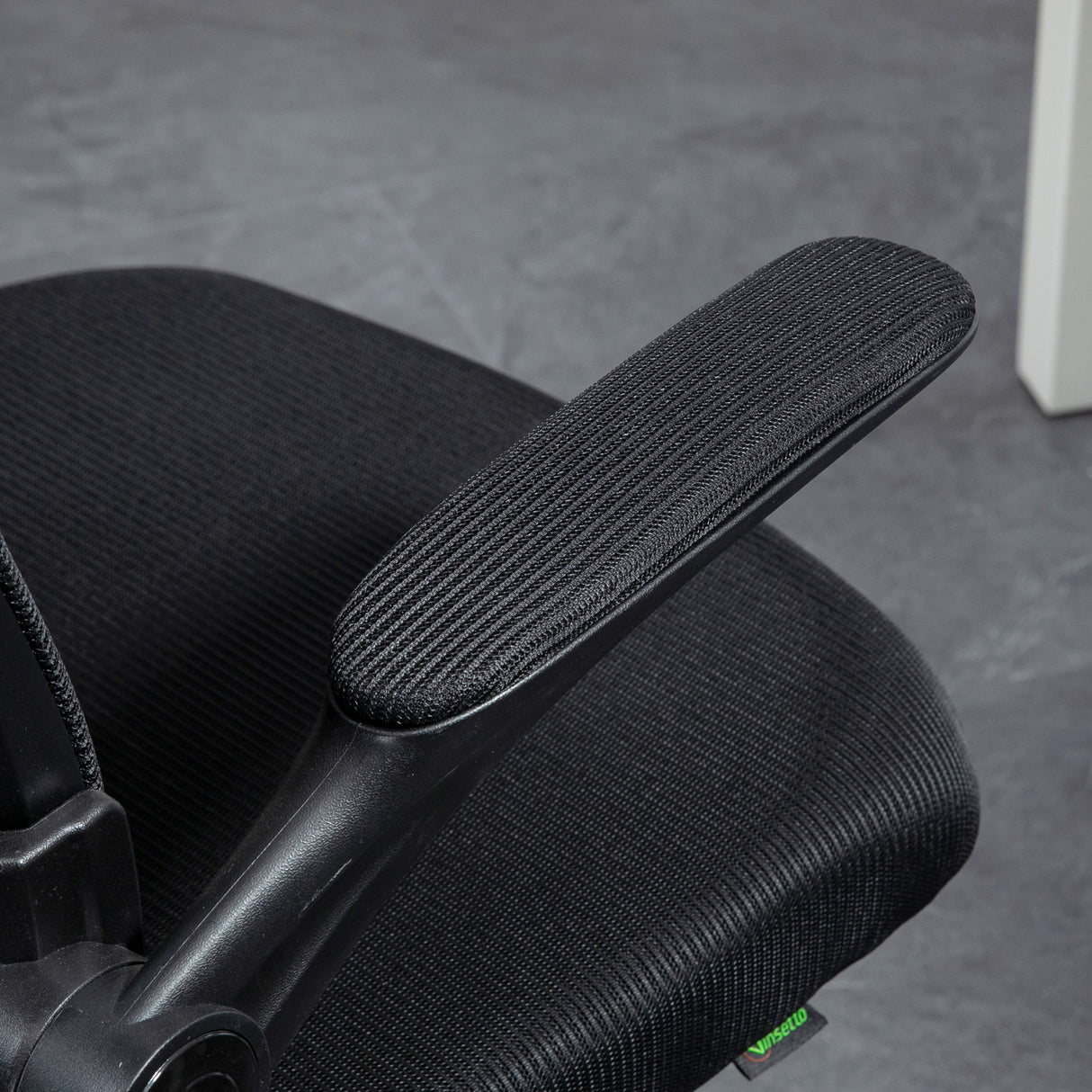 Mesh Fabric Home And Office Chair 62cm Wide With Flip Up Armrest - Velmora