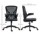 Mesh Fabric Home And Office Chair 62cm Wide With Flip Up Armrest - Velmora