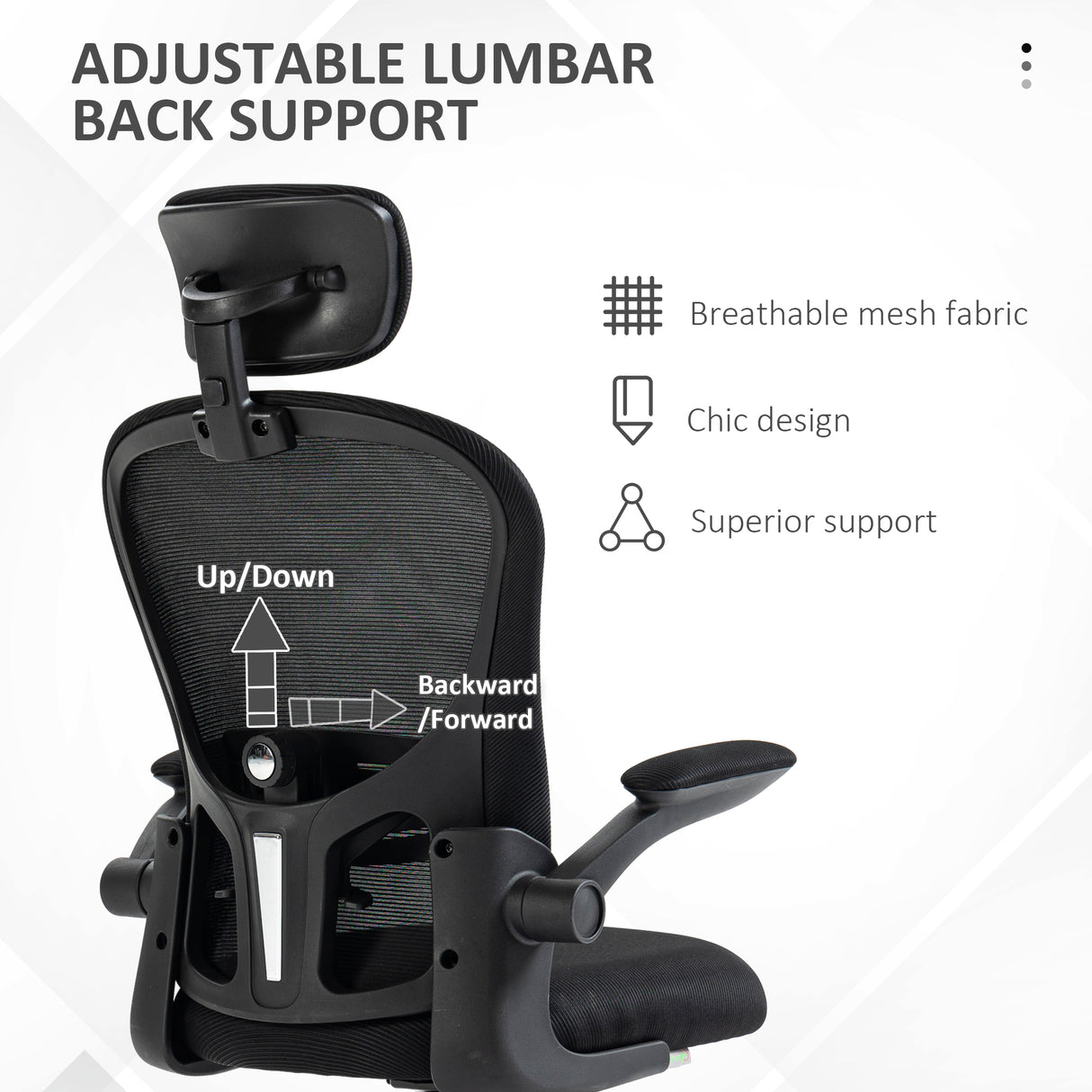Mesh Fabric Home And Office Chair 62cm Wide With Headrest - Velmora