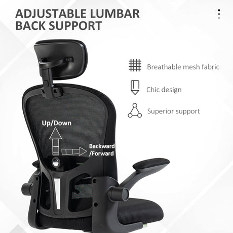 Mesh Fabric Home And Office Chair 62cm Wide With Headrest - Velmora