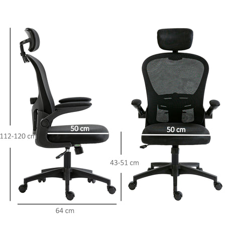Mesh Fabric Home And Office Chair 62cm Wide With Headrest - Velmora