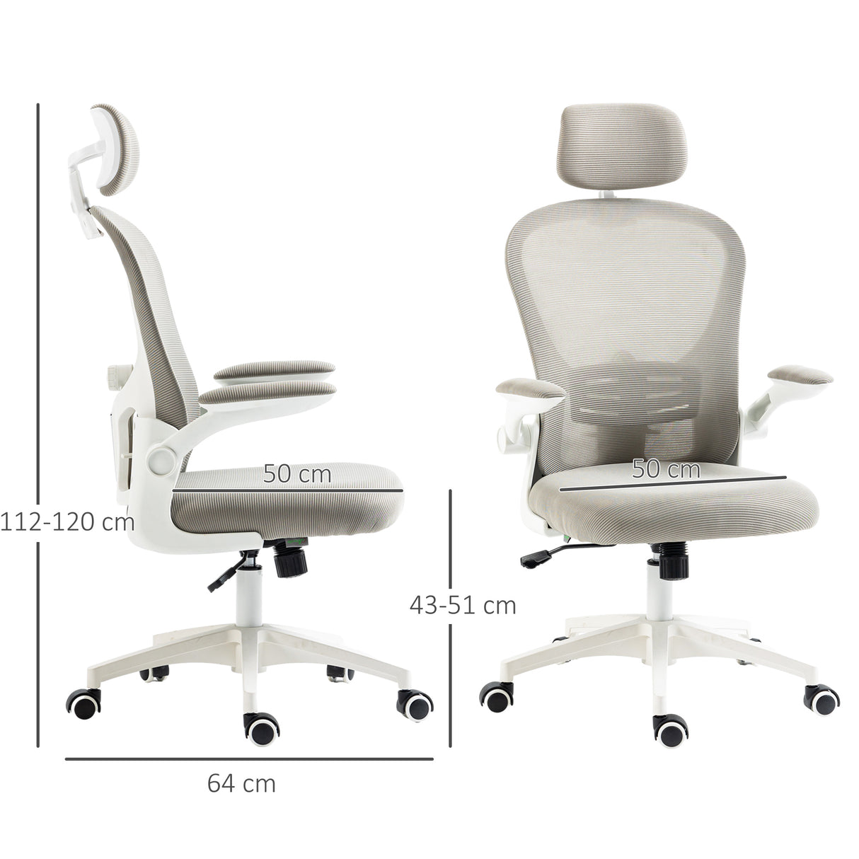 Mesh Fabric Home And Office Chair 62cm Wide With Headrest - Velmora
