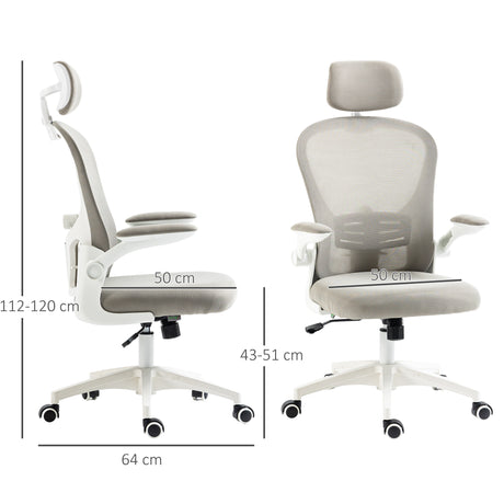 Mesh Fabric Home And Office Chair 62cm Wide With Headrest - Velmora
