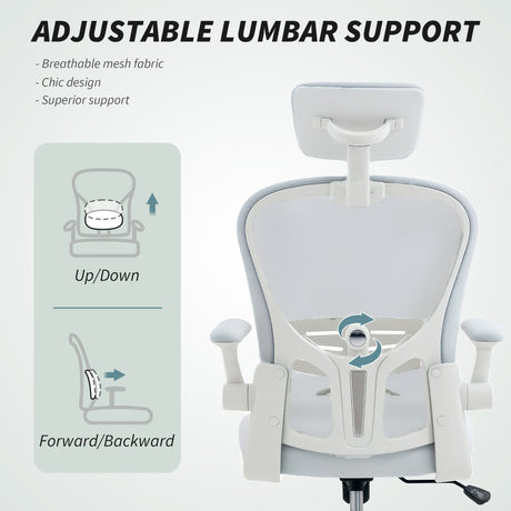 Mesh Fabric Home And Office Chair 62cm Wide With Headrest - Velmora