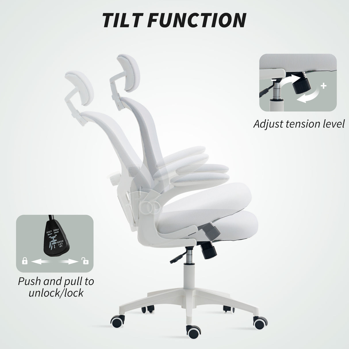Mesh Fabric Home And Office Chair 62cm Wide With Headrest - Velmora