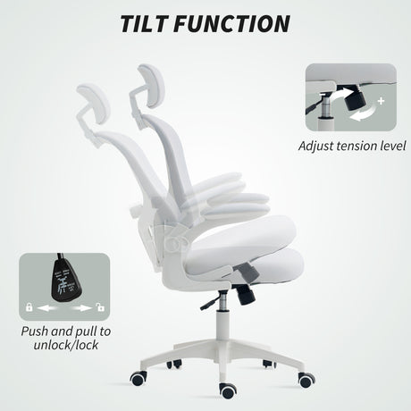 Mesh Fabric Home And Office Chair 62cm Wide With Headrest - Velmora