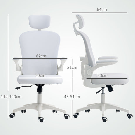 Mesh Fabric Home And Office Chair 62cm Wide With Headrest - Velmora