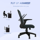 Mesh Fabric Home And Office Chair 63cm Wide With Flip Up Armrest - Velmora