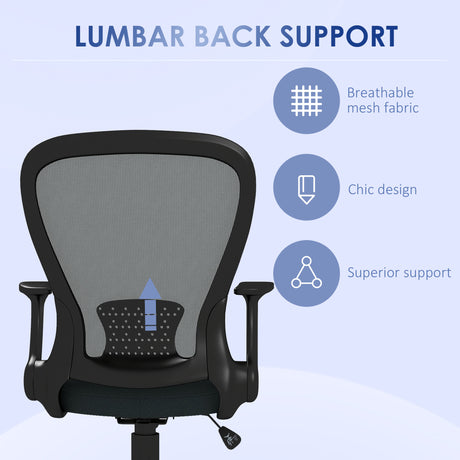 Mesh Fabric Home And Office Chair 63cm Wide With Flip Up Armrest - Velmora