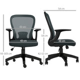 Mesh Fabric Home And Office Chair 63cm Wide With Flip Up Armrest - Velmora