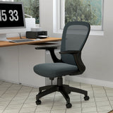 Mesh Fabric Home And Office Chair 63cm Wide With Flip Up Armrest - Velmora