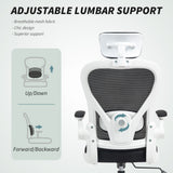 Mesh Fabric Home And Office Chair 64cm Wide With Flip Up Armrest - Velmora