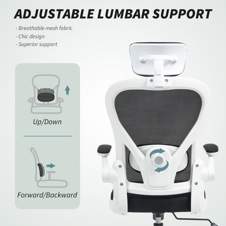 Mesh Fabric Home And Office Chair 64cm Wide With Flip Up Armrest - Velmora