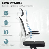 Mesh Fabric Home And Office Chair 64cm Wide With Flip Up Armrest - Velmora