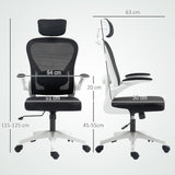 Mesh Fabric Home And Office Chair 64cm Wide With Flip Up Armrest - Velmora