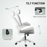 Mesh Fabric Home And Office Chair 64cm Wide With Flip Up Armrest - Velmora