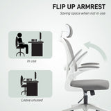 Mesh Fabric Home And Office Chair 64cm Wide With Flip Up Armrest - Velmora
