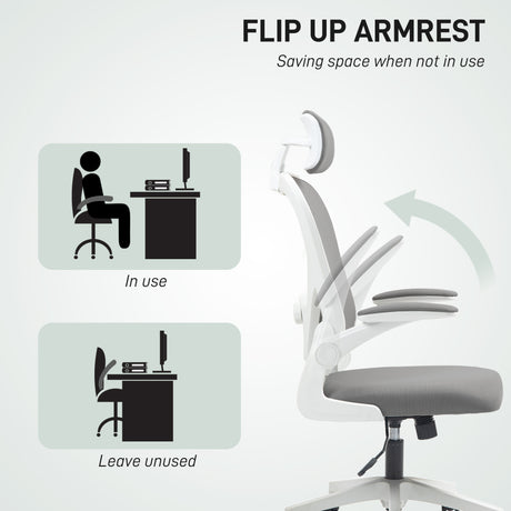 Mesh Fabric Home And Office Chair 64cm Wide With Flip Up Armrest - Velmora