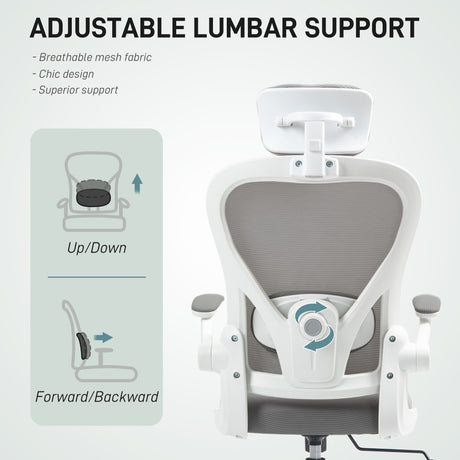 Mesh Fabric Home And Office Chair 64cm Wide With Flip Up Armrest - Velmora