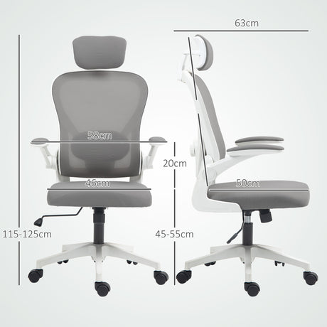 Mesh Fabric Home And Office Chair 64cm Wide With Flip Up Armrest - Velmora