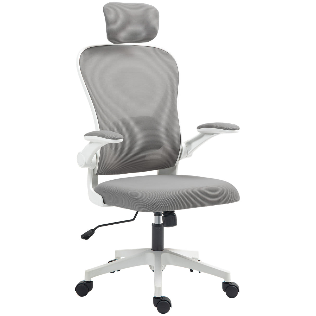 Mesh Fabric Home And Office Chair 64cm Wide With Flip Up Armrest - Velmora