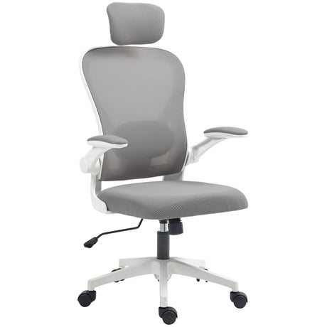 Mesh Fabric Home And Office Chair 64cm Wide With Flip Up Armrest - Velmora