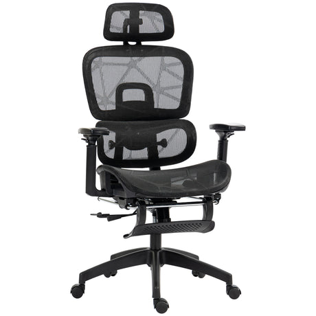 Mesh Fabric Home And Office Chair 66cm Wide With Footrest - Velmora